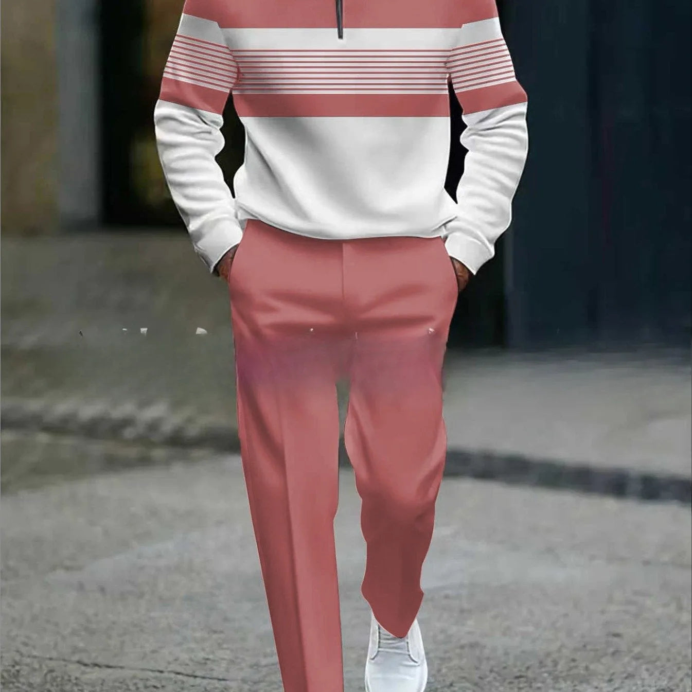 🌿👬Ensemble pour homme avec imprimé graphique, pull et pantalon