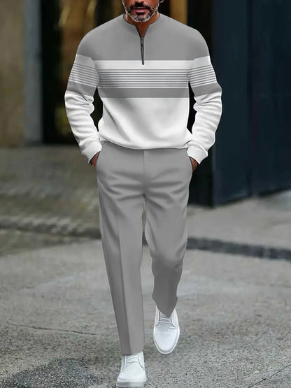 🌿👬Ensemble pour homme avec imprimé graphique, pull et pantalon
