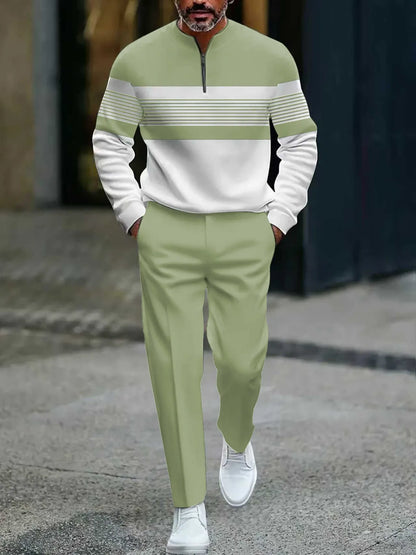 🌿👬Ensemble pour homme avec imprimé graphique, pull et pantalon