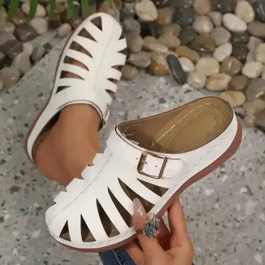 Women's Closed-Toe Stylish and Easy Hollow Design Mules