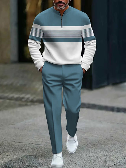 🌿👬Ensemble pour homme avec imprimé graphique, pull et pantalon