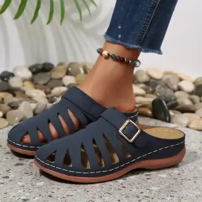 Women's Closed-Toe Stylish and Easy Hollow Design Mules