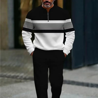 🌿👬Ensemble pour homme avec imprimé graphique, pull et pantalon